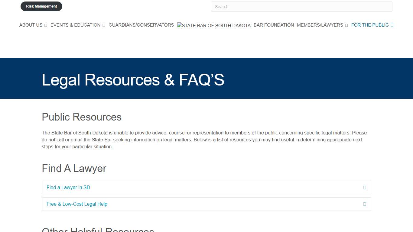 Legal Resources & FAQ’S - State Bar of South Dakota