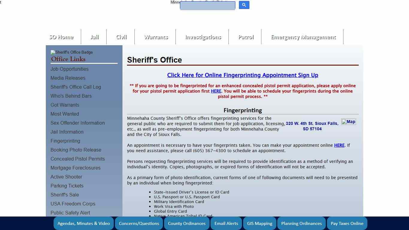 Minnehaha County, South Dakota Official Website - Sheriff's Office - Fingerprinting